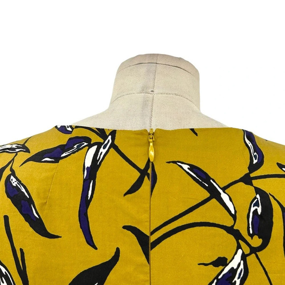 S' MAXMARA Pepsi Printed Dress in Ocher Color Yellow‎ Blue Size Small - Picture 6 of 8